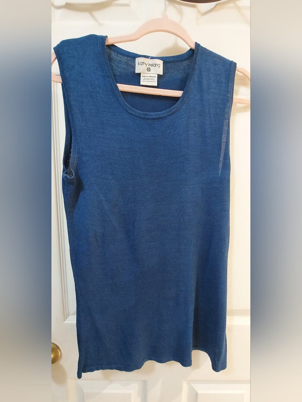 kathy ireland Navy Blue Sleeveless Scoop Neck Knit Tank-large
